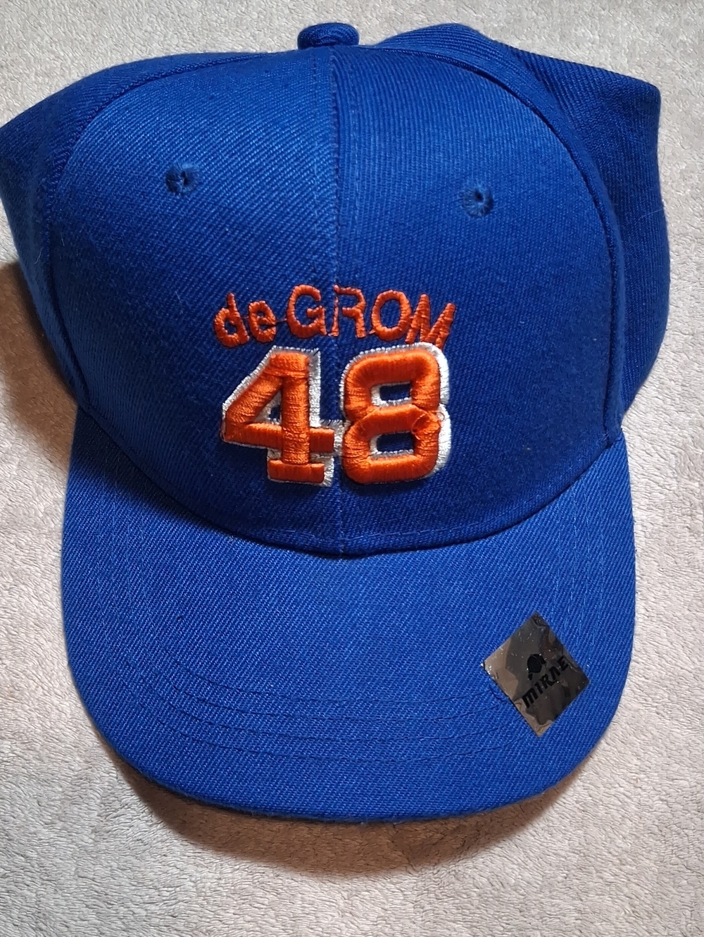 deGrom Kids Blue Baseball Cap with Orange 48 Embroidery